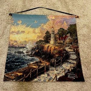 Thomas kinkade The Light of Peace Banner Embroidered Made USA 26 x 26 inch